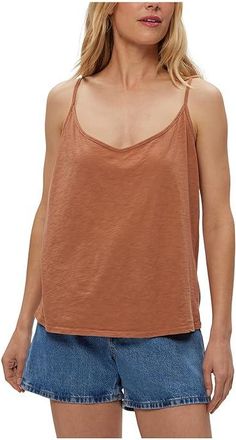 Michael Stars Jaden V-Neck Tank Top Womens Clothing Terra (US 0-12), Cotton