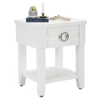 Dmora Dmora - Mesa De Caf&eacute; Binago, Mesa De Centro Baja, Revistero Para Sof&aacute;, Estante De La Sala De Estar, 45x40 H54 Cm, Blanco