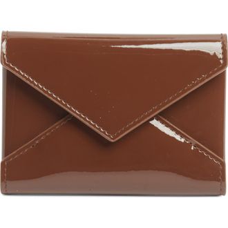 Saint Laurent Patent Leather Card Case in Chene Fonce at Nordstrom