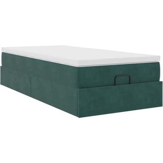 vidaXL Estructura De Cama Otomana Colch&oacute;n Terciopelo Verde Oscuro Vidaxl