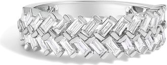 House of Brilliance 14K White Gold 7/8 Cttw Lab Grown Baguette Weave Design Band Ring