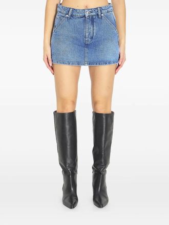 Alexander Wang marbled denim carpenter skort - Blue