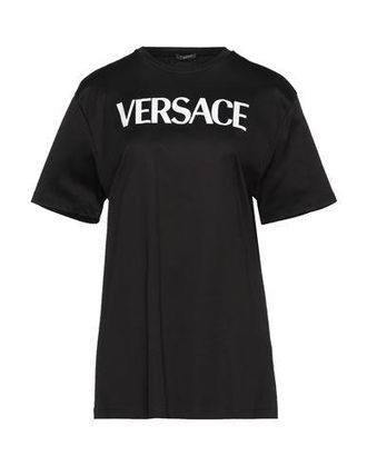 Tシャツ・カットソー VERSACE Women Tops 78HAFM07 CMN45G89 BLACK Versace T Shirt Black Womens Versace