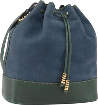 Loewe Pre-owned Bucket Bags, female, Blue, Size: ONE SIZE Pre-owned Leather Shoulder Bag