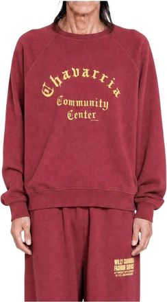 Willy Chavarria Community Raglan Standard Crewneck - Heren - Sweatshirts - Rood - M - Katoen - Hoodies & sweatvesten