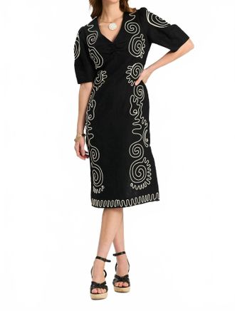 Tyler B&ouml;e Posie Linen Embroidered Midi Dress In Black