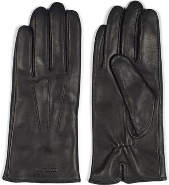 Howard London Cleo Leather Gloves - Dames - Handschoenen - Zwart - 8 IN - Wol - Accessoires