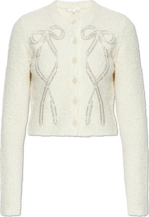 LoveShackFancy Cardigan Leocadia - Dames - Vesten - Beige - M - Wol - Truien & Vesten