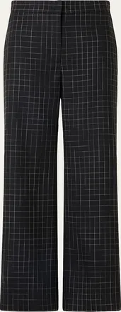 Akris High-Rise Check Straight-Leg Ankle Pants