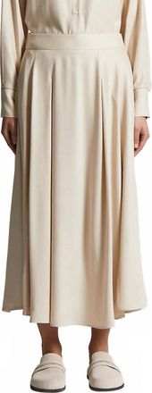 PESERICO Flowy Midi Skirt In Pearl Beige