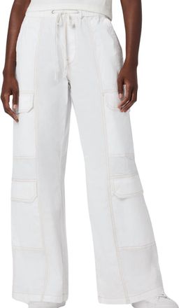Hudson Womens Drawstring Parachute Wide Leg Cargo Pant In White