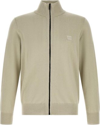 HUGO BOSS Kanozip_S Cardigan - Heren - Vesten - Beige - XL - Katoen - Truien & Vesten