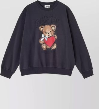 Ganni organic cotton graphic print crewneck sweatshirt