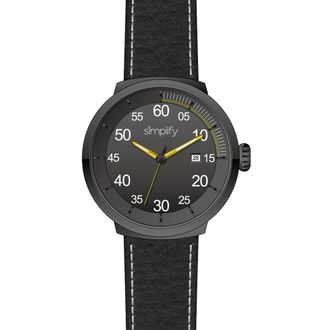 Simplify Vereenvoudig het 7100 horloge met leren bandje met datum