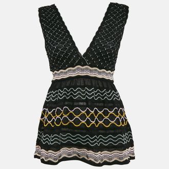 M Missoni Black Patterned Knit Sleeveless Top