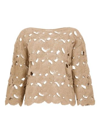 KANGRA crochet-knit top - women - Fabric - 44 - Brown