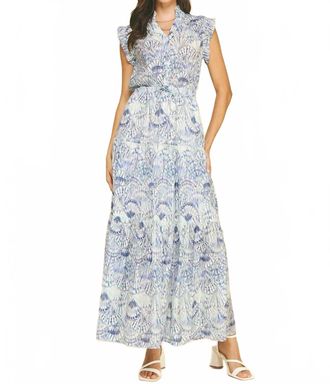 Pinch Design Shellscape Watercolor Maxi Dress In Blue