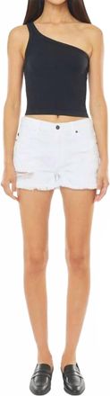 Kancan High-Rise Cutoff Denim Shorts In White