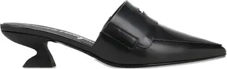 Ferragamo Pointed-Toe Sculpted-Heel Mule - Black