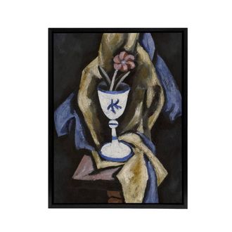 Artery8 Still Life No 15 Flower in Goblet Hartley Black Framed Canvas Wall Art in Grey | Size: W24 x H32