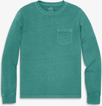 primary Adult Long Sleeve Garment Dyed Pocket Tee in Sunwashed Teal at Nordstrom, Size Xx-Large