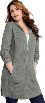 Roaman's Waffle Mega Length Zip Hoodie in Medium Heather Grey at Nordstrom, Size 28