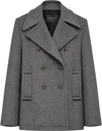 Dondup Peacoat - Dames - Mantels - Grijs - Maat: L Zijde