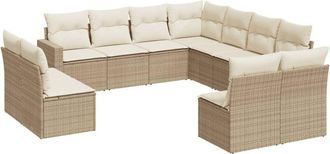 vidaXL Set De Sof&aacute;s De Jard&iacute;n 11pzas Con Cojines Rat&aacute;n Sint&eacute;tico Beige Vidaxl