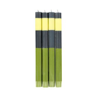 British Colour Standard Abstract Striped Dinner Candles - Set of 4 in Olive/indigo/jasmine at Nordstrom