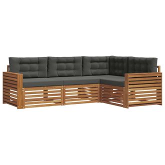 vidaXL Conjunto De Sof&aacute;s De Exterior 4 Pcs Natural Y Antracita Vidaxl