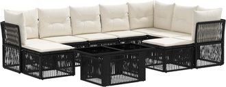 vidaXL Conjunto De Sof&aacute;s De Jard&iacute;n 10 Uds. Negro Rat&aacute;n Sint&eacute;tico Vidaxl