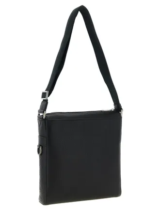 Ferragamo Embossed Monogram Calf Leather Crossbody Bag - Black
