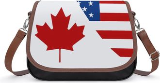 Generic Canada U.S. Flag Small Womens Crossbody Bags Shoulder Handbag with Adjustable Strap for Travel