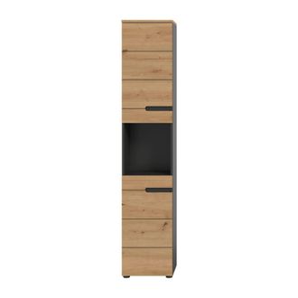 Calicosy Columna de ba&ntilde;o de 2 puertas y 1 nicho, efecto roble y gris, h193 cm