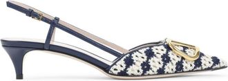 Valentino Garavani Navy Logo Signature Pumps