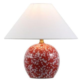Jonathan Y Designs Felice Cottage Floral Ceramic Globe LED Table Lamp in Red/white at Nordstrom