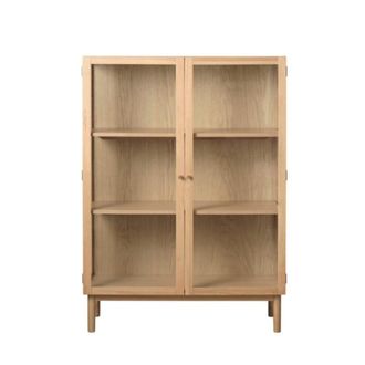 Meubles et Design Vitrina de 2 puertas de vidrio templado y madera H140cm - Madera clara