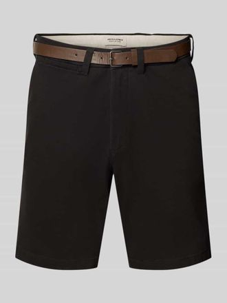 Jack & Jones Jack & Jones Straight Fit Shorts mit abnehmbarem G&uuml;rtel Modell Adam in Black, Gr&ouml;&szlig;e XXL