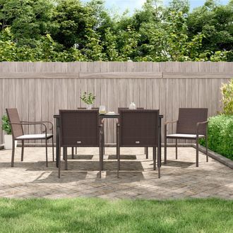 vidaXL Vidaxl - Juego Comedor Jard&iacute;n 7 Piezas Y Cojines Rat&aacute;n Sint&eacute;tico Y Acero