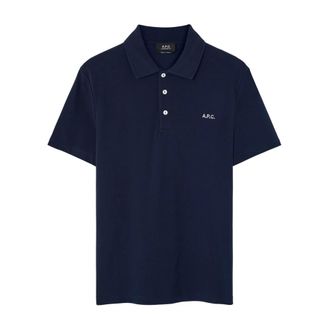 A.P.C. Polo Shirts, male, Blue, Size: XL Logo Embroidered Polo Shirt