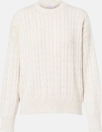 Brunello Cucinelli Pullover in misto cotone con paillettes