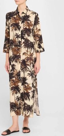 Lenny Niemeyer Corumbau Shirt Dress With Slit In Black Brown