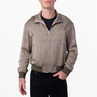 Saint Laurent Mens Teddy Jacket In Satin, Brand Size 46 ( US Size 36 )