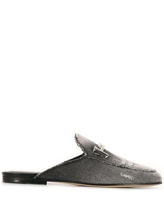 Tod's Mules denim con logo - Nero