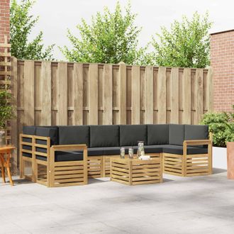 vidaXL Vidaxl Set Di Divani Da Esterno 8 Pz Bianco E Antracite Poliestere