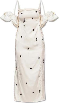 Jacquemus Chouchou Jurk met Afneembare Mouwen - Dames - Casual kleedjes - Beige - XS - Satijn - Kleedjes