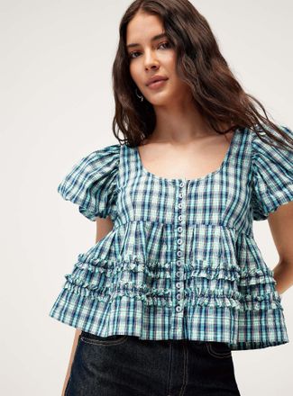 Damson Madder Womens Summer Joy checkered blouse