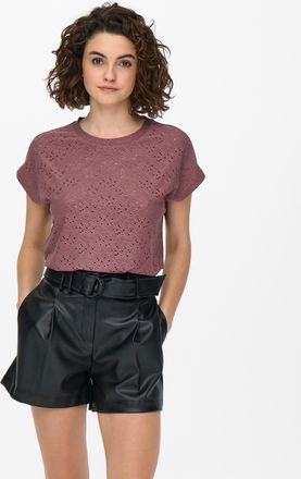 Only Kurzarmshirt ONLY ONLSMILLA LIFE S/S TOP JRS NOOS, Damen, Gr. XL, rose braun, Jersey, Obermaterial: 95% Polyester, 5% Elasthan, unifarben, regular fit