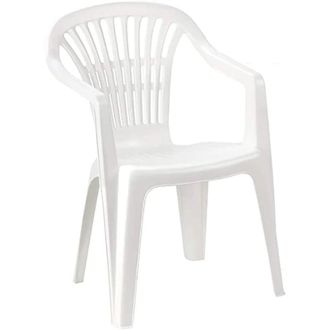Trade Shop Trade Shop - Set 6pz Sedia Poltrona Giardino Esterno Monoblocco Impilabile In Plastica Bianca 006508