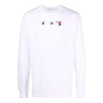 Off-white Mens Off-White Arrow Pattern Printing Long Sleeves Ordinary White T-Shirt OMAB001F21JER0050132